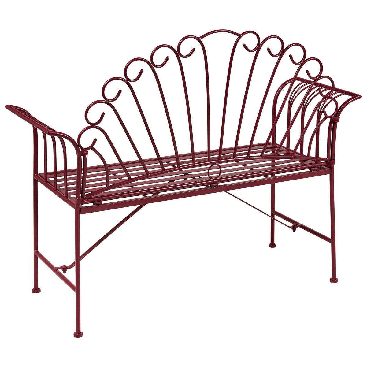 GARTENBANK Burgunderrot Cavinia - Rot, Metall (125/97/46cm) - Beliani