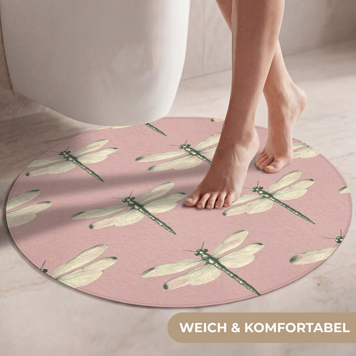 WC-VORLEGER Lillibells - Muster - Rosa Toilettenteppich 70x70 cm - Rosa, Kunststoff/Textil (70/1cm) - OnlyWow