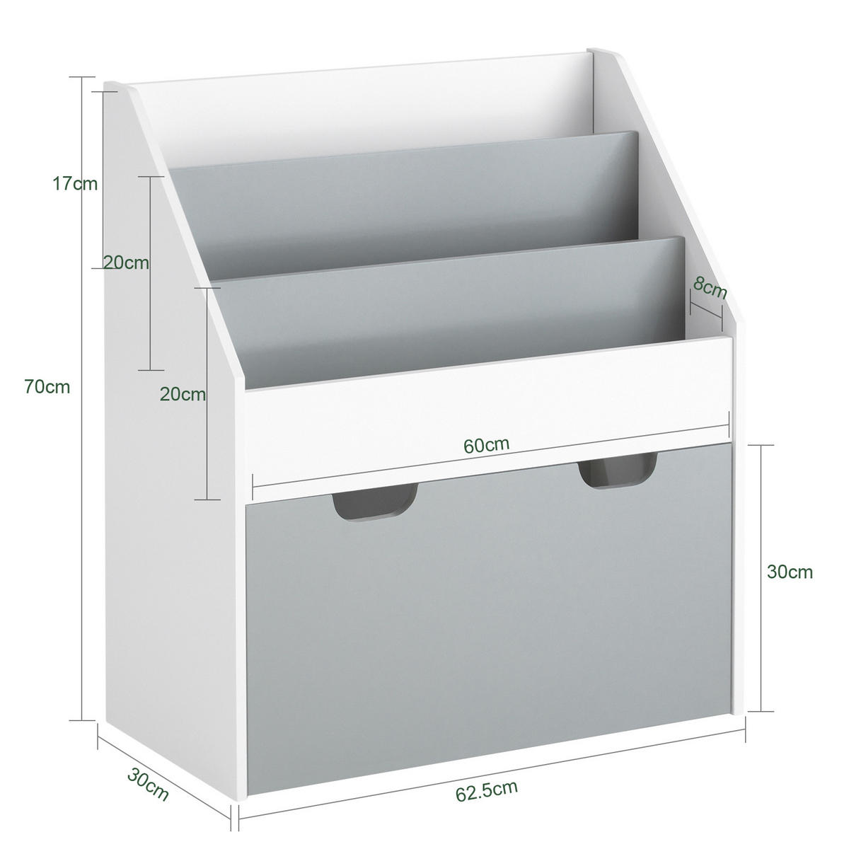 KINDERREGAL Grau - Grau, Holzwerkstoff (63/70/30cm) - SoBuy