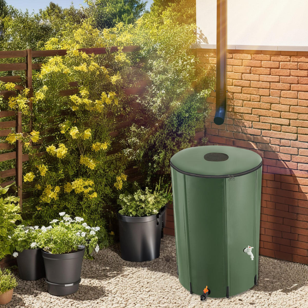 REGENTONNE ,Oberseite abnehmbar,grün - Grün, Kunststoff (70/100/70cm) - tectake