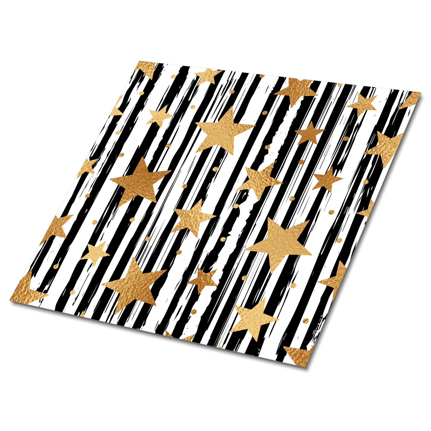 FLIESENAUFKLEBER 9 Stück 30x30 cm selbstklebend Linien und Sterne - Goldfarben, Textil (30/1.6/30cm) - TULUP