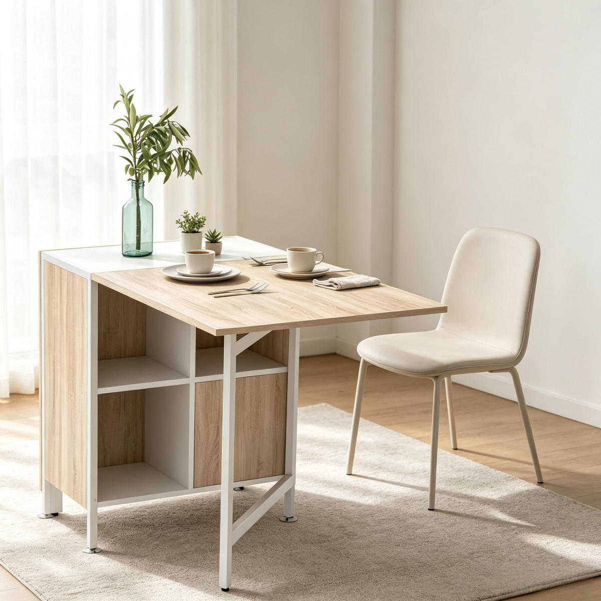 KLAPPTISCH 30-170/60/75 cm mit Ablagefach DE-39941 Eiche+Weiß - Eichefarben, Holzwerkstoff (62/169/75cm) - ComfortXL