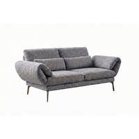 SOFA HOLLY Grau Flachgewebe - Braun/Grau, Textil/Metall (176/90/92cm) - KAWOLA
