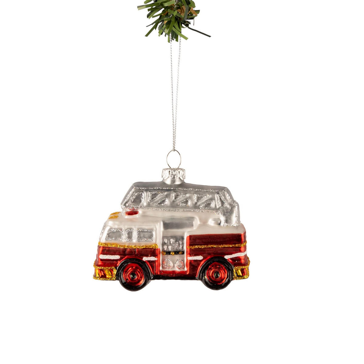 WEIHNACHTSKUGEL Feuerwehrauto 9 cm - Rot, Glas (4/8/1cm)