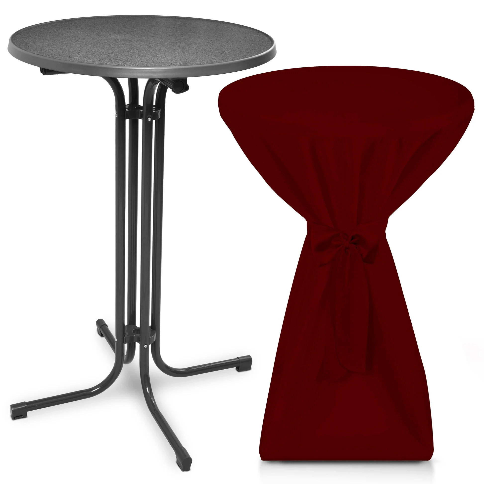 STEHTISCH Bellini Ø 60cm Grau mit Premium Stehtischhusse Ø 60cm Bordeaux - Bordeaux, Metall (60/60/110cm) - Beautissu 