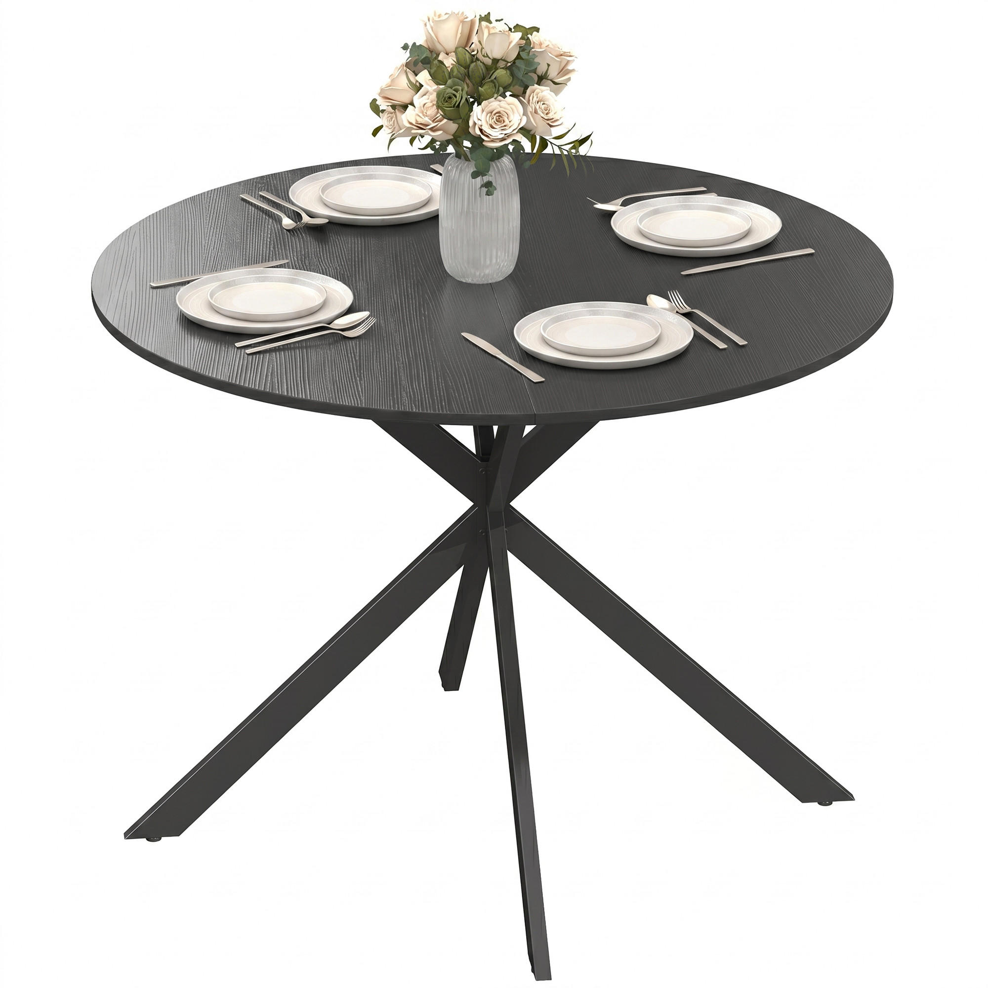 ESSTISCH Schwarz 100/100/75 cm - Schwarz, Metall (100/100/75cm) - PANGIVO