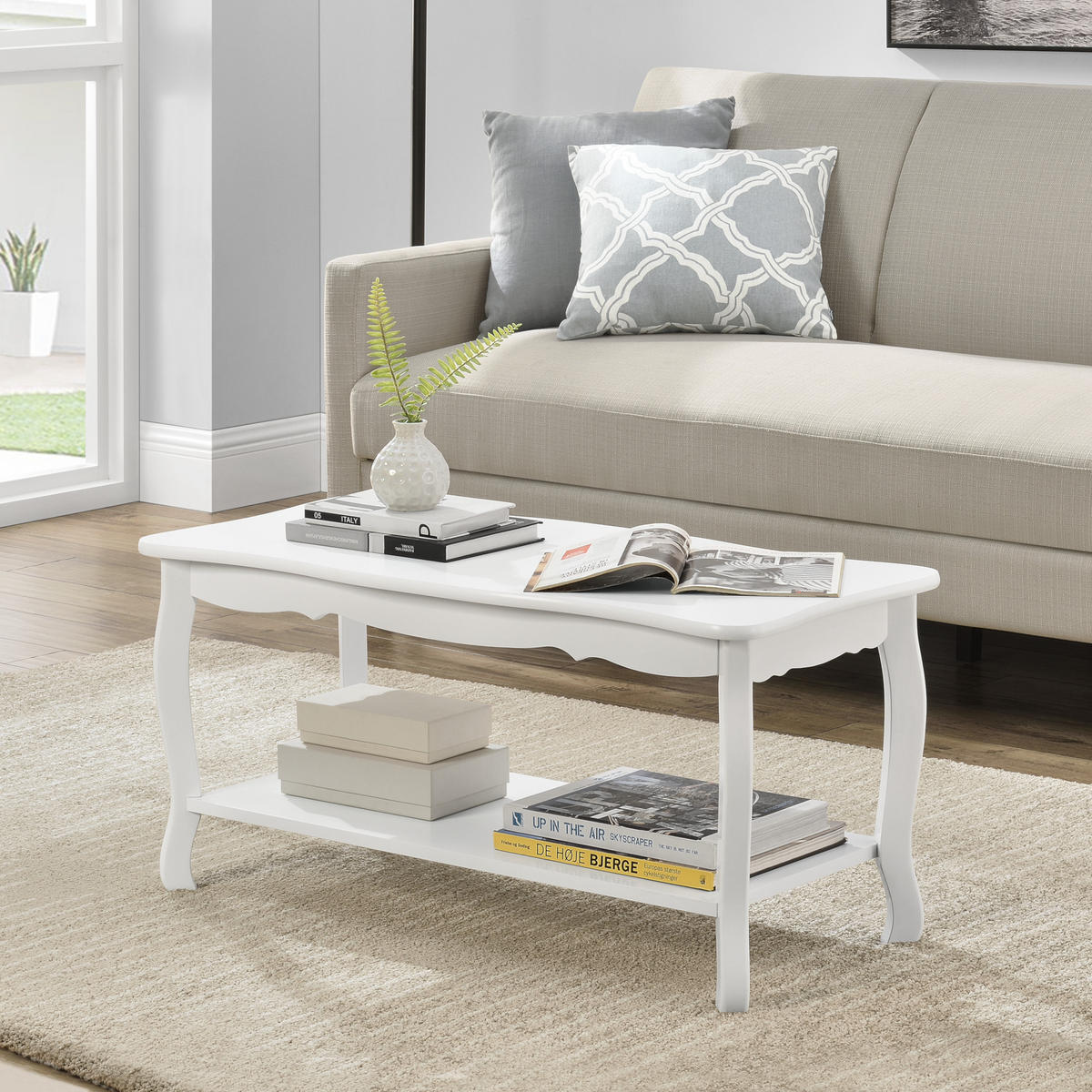 KONFERENČNÍ STOLEK Pearl 40/88/42 cm - bílá, kompozitní dřevo (88/40/42cm) - [en.casa]