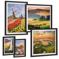 BILDER SET 5er Set - 50x50 cm & 20x30 cm & 40x60 cm Schwarzer Rahmen - Whisky, Wein, Champagner, Kaffee, Alkohol - Schwarz, Kunststoff (40/60cm) - TULUP
