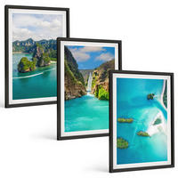 BILDER SET 3er Set - 40x60 cm Schwarzer Rahmen - Tropische Inseln, türkisfarbenes Wasser - Schwarz, Kunststoff (40/60cm) - TULUP
