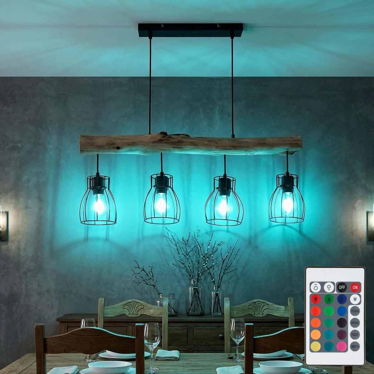 LED HÄNGELEUCHTE MINA Holz Schwarz - Schwarz, Holz (82.5/13.6/140cm)