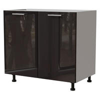 KÜCHENUNTERSCHRANK Essen D11/90 Schwarz Hochglanz / Weiß Matt 90 / 50 / 82cm - Schwarz Hochglanz/Schwarz, Holz/Holzwerkstoff (90/82/50cm) - Feldmann-Wohnen