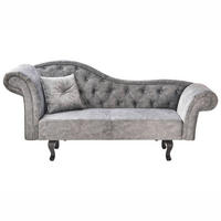 ČALOUNĚNÉ LEHÁTKO CHAISE LONGUE LEVOSTRANNÉ Sametová látka Šedé Lattes II - tmavě šedá/hnědá, textil (192/81/59cm) - Beliani