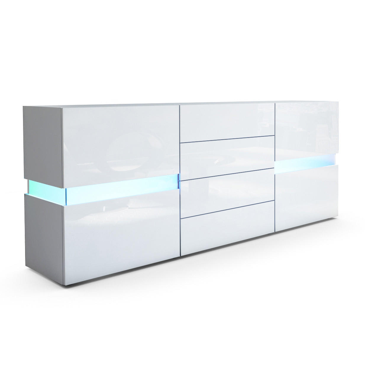 Vladon Sideboard Weiß Hochglanz 177x75x39 cm