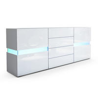 SIDEBOARD Flow Bijela mat/Bijela visoki sjaj, uklj. LED rasvjeta (177 x 75 x 39 cm) - bijela visoki sjaj, drvni materijal (177/75/39cm) - Vladon