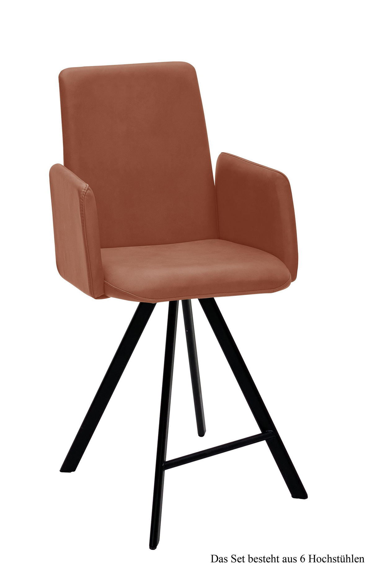 THEKENSTUHL drehbar (6er-Set) Desiree 52x109x60 Schwarz/Cognac - Cognac/Schwarz, Kunststoff (60/109/52cm) - 58aufmkessel