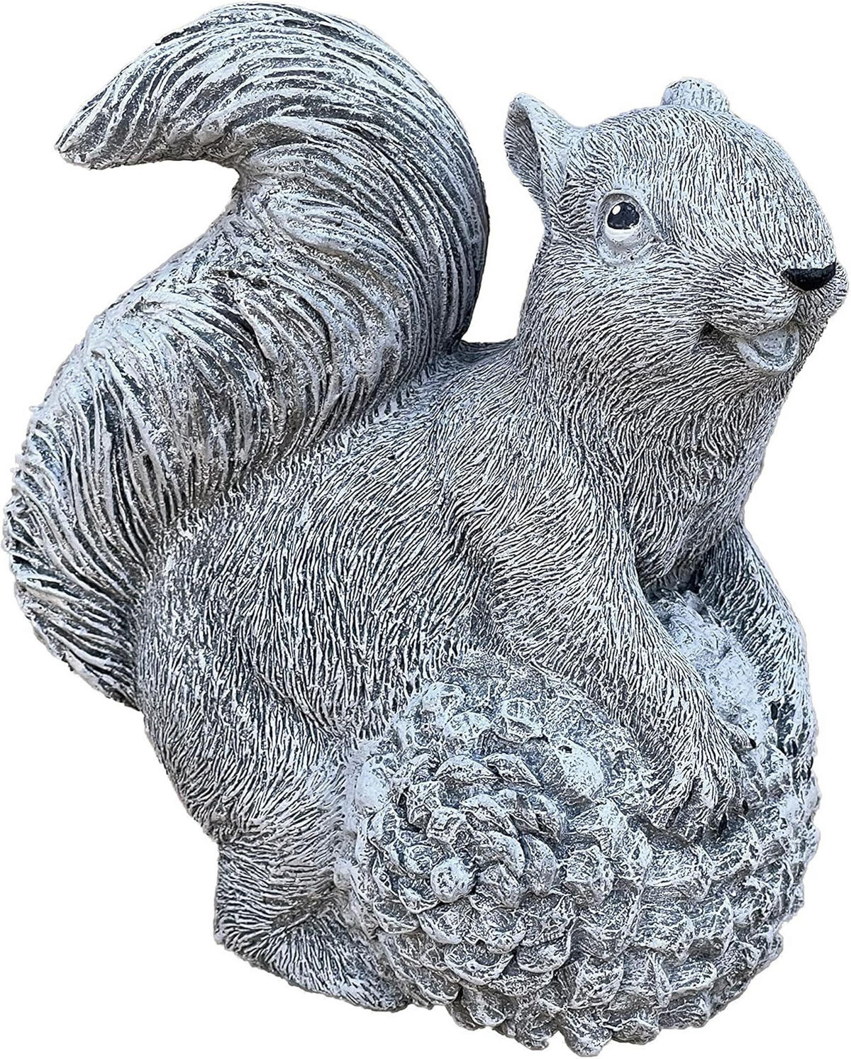 STEINFIGUR Eichhörnchen mit Tannenzapfen frostfest massiver Steinguss - Grau, Stein (12/15/9cm) - stoneandstyle