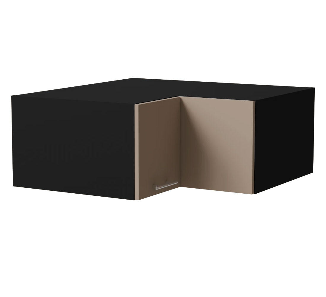 ECKAUFSATZSCHRANK Brerra W14/90/36 Schwarz / RAL 1019 graubeige Matt 90 / 90 / 36cm - Graubraun/Schwarz, Holz/Holzwerkstoff (90/36/90cm) - Feldmann-Wohnen