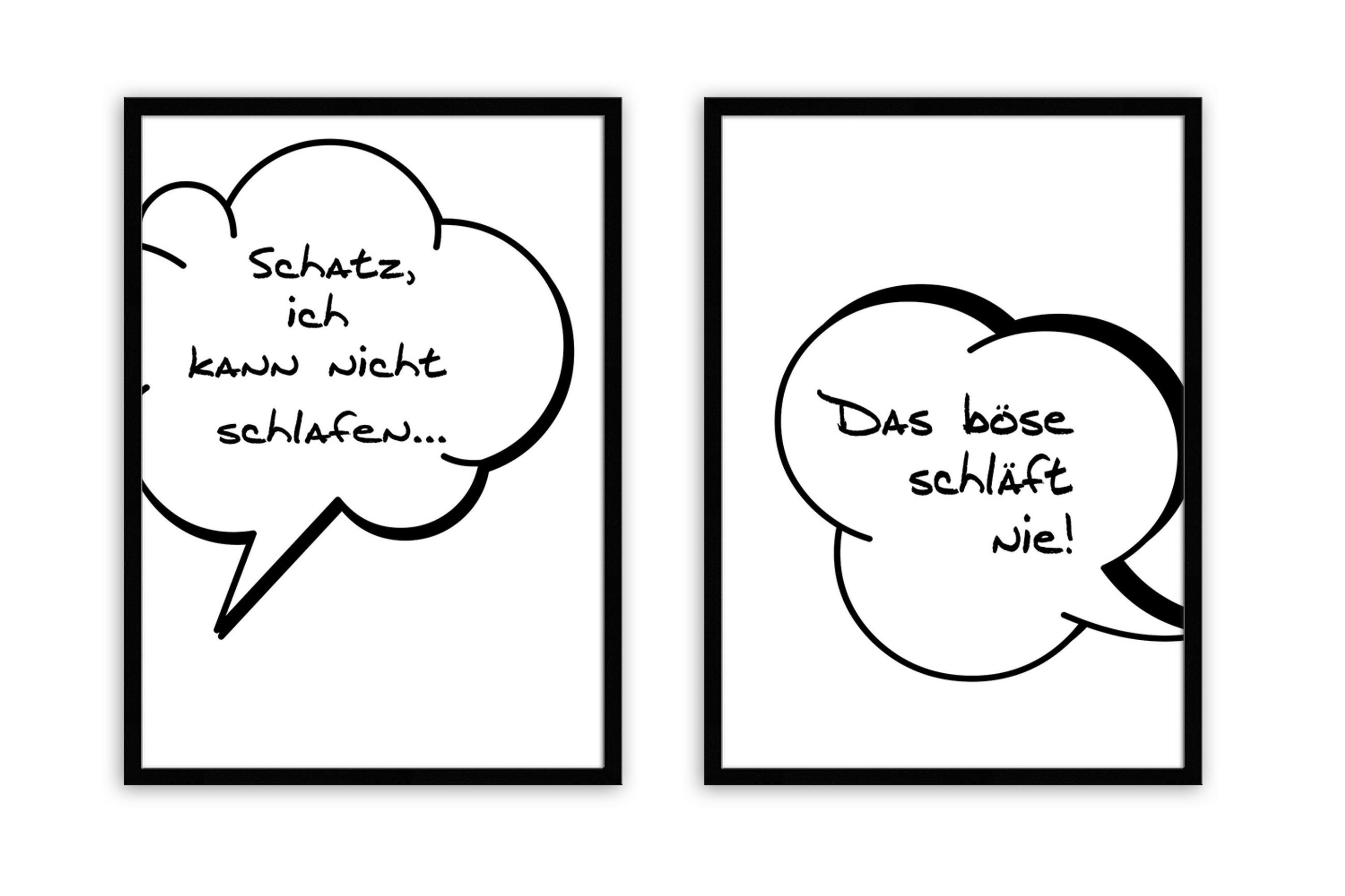 BILD mit Rahmen 2er Set 51x71 cm Spruch: Humor Paar - Weiß, Holz (51/71cm) - artissimo