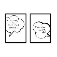 BILD mit Rahmen 2er Set 51x71 cm Spruch: Humor Paar - Weiß, Holz (51/71cm) - artissimo