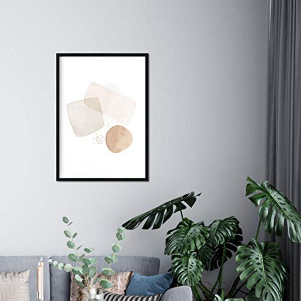 POSTER Set mit 4 Kunst Folien mit abstrakten Formen und Figuren A3 Schwarzer Rahmen - Schwarz, Papier (29.7/3cm) - Nacnic