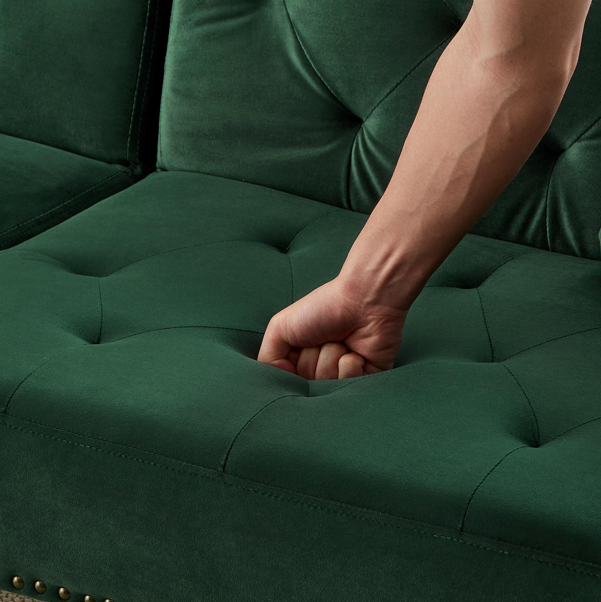 SCHLAFSOFA mit 3-fach verstellbarer Rückenlehne 147x85 cm Samt Antikgrün - Grün, Kunststoff (173/70/75cm) - Meubliv