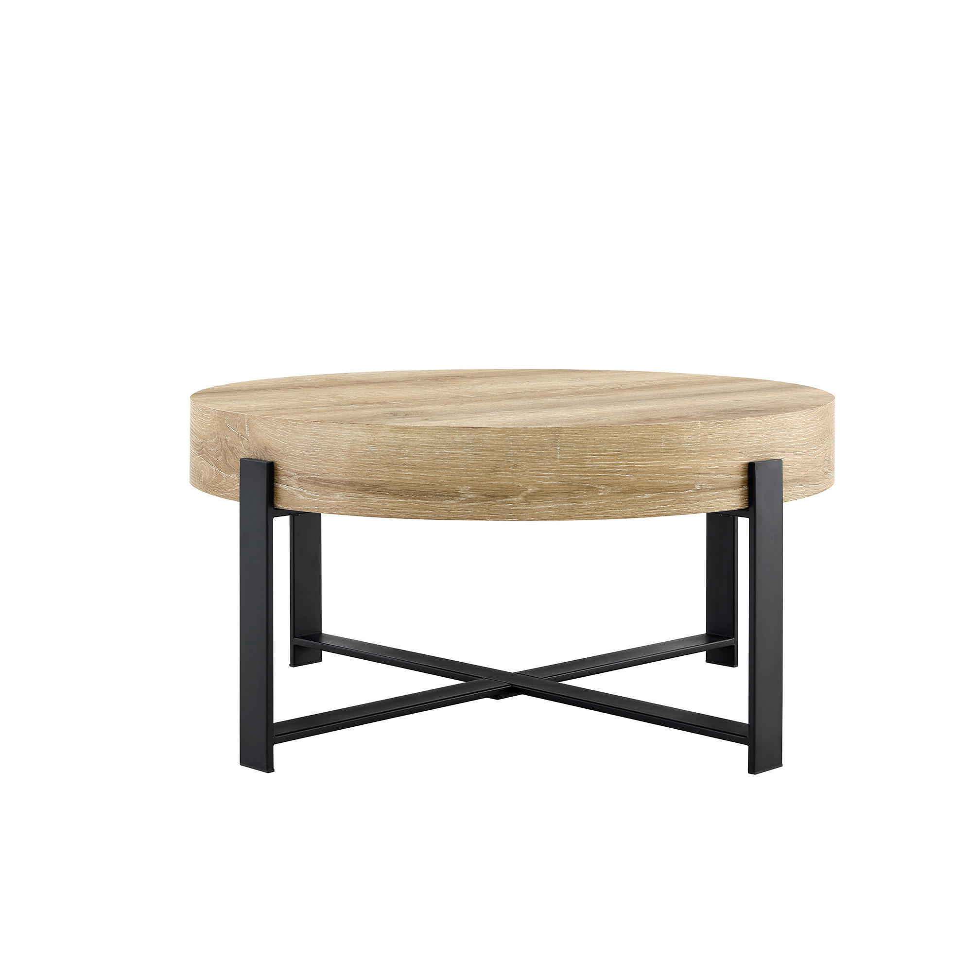 COUCHTISCH 68/36 cm Schwarz aus MDF und Metall mit Kreuzgestell - Schwarz, Holzwerkstoff (68/68/36cm) - OKMYHOME