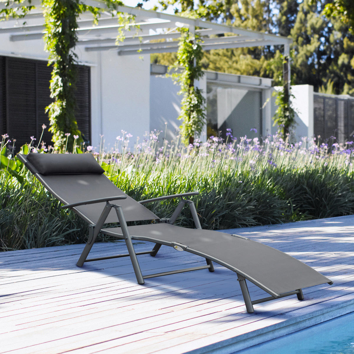 GARTENLIEGE Grau 137.0/63.5/100.5 cm - Grau, Metall (63.5/100.5/137cm)