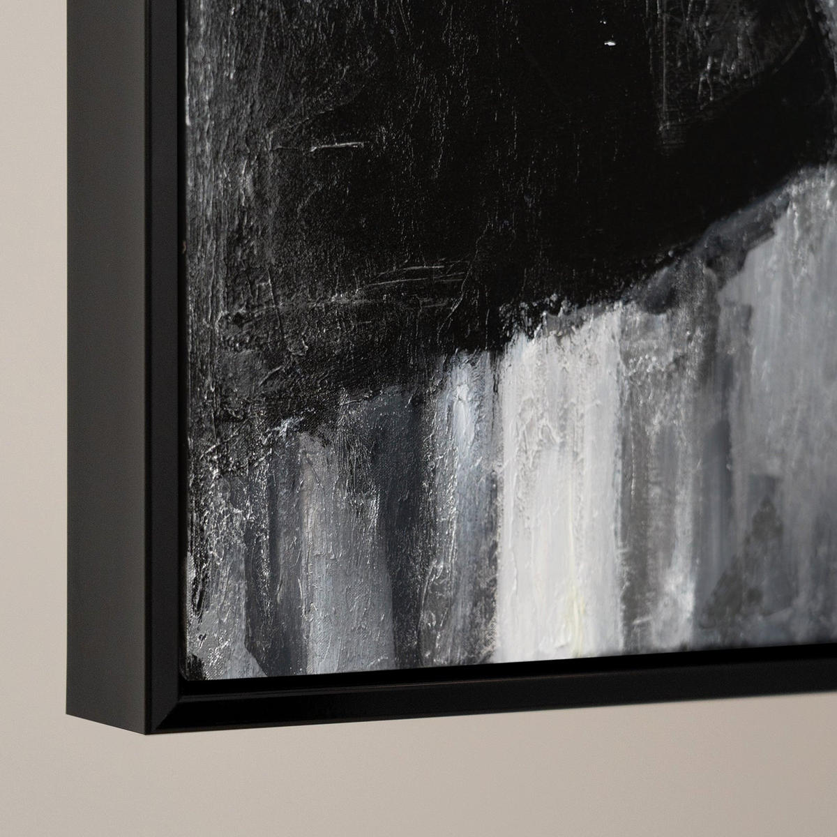 GEMÄLDE Kontrastreiche Reflexionen Schattenfugenrahmen Schwarz 140x100 cm - Schwarz, Holz (140/100cm) - YS-art gallery