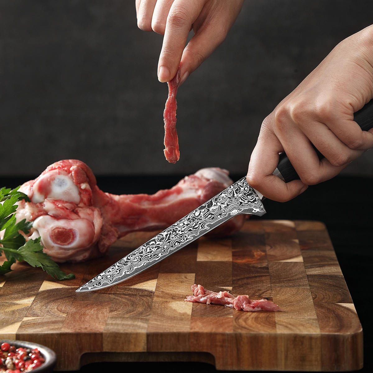 AUSBEINMESSER 14 cm - Schwarz, Holz/Metall (29cm) - Zayiko