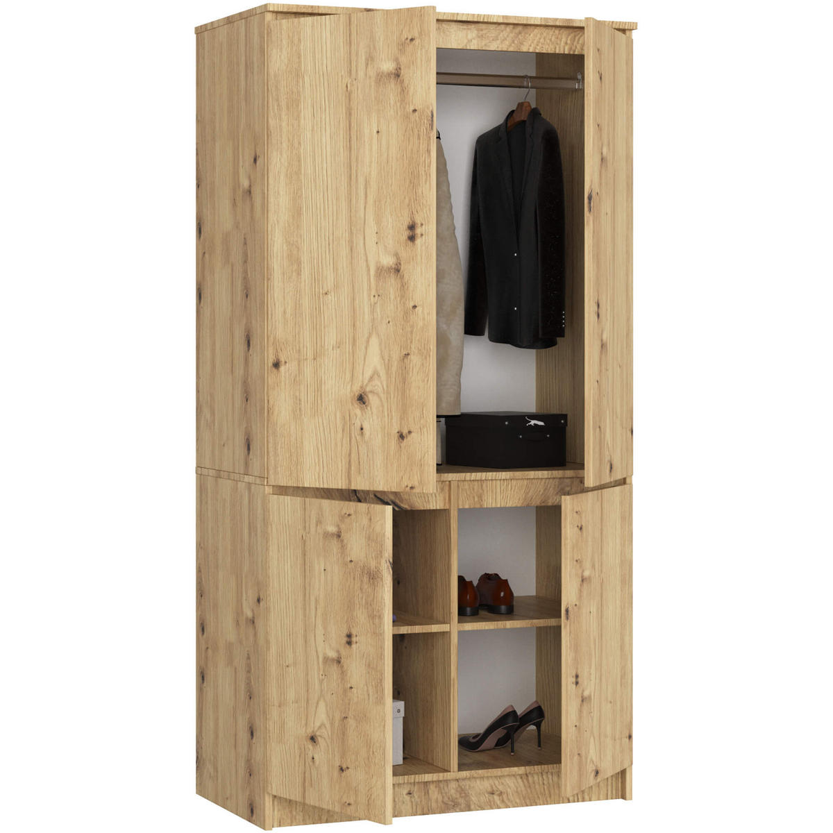 KLEIDERSCHRANK Eiche Artisan 90x51x180 cm - Eiche Artisan, Holzwerkstoff (90/180/51cm) - Akord