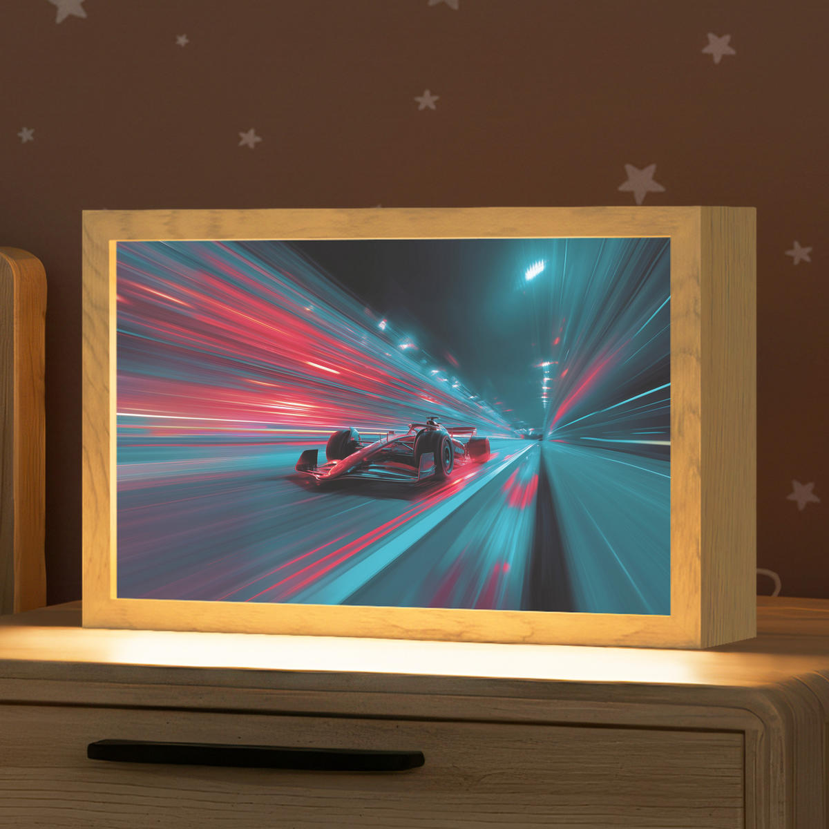 NACHTTISCHLAMPE Rennwagen - Rot - Geschwindigkeit 30x20 cm - Türkis, Holzwerkstoff (8/30/20cm)