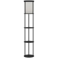 STEHLAMPE mit 3 runden Regalen, 3 Lichtfarben, Fußschalter - Schwarz, Holzwerkstoff (29/29/158cm) - HOMCOM