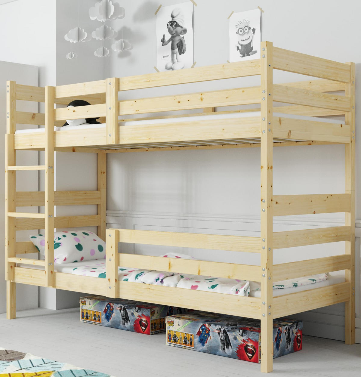 ETAGENBETT ERYK 90/190 cm aus massivem Kiefernholz, ohne Matratzen - Kiefer Milford, Holz - Interbeds