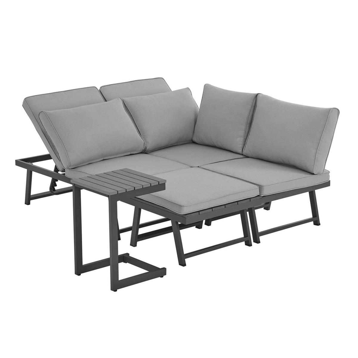 GARTENLOUNGE Grenada (4-tlg.) - Grau, Metall - SVITA