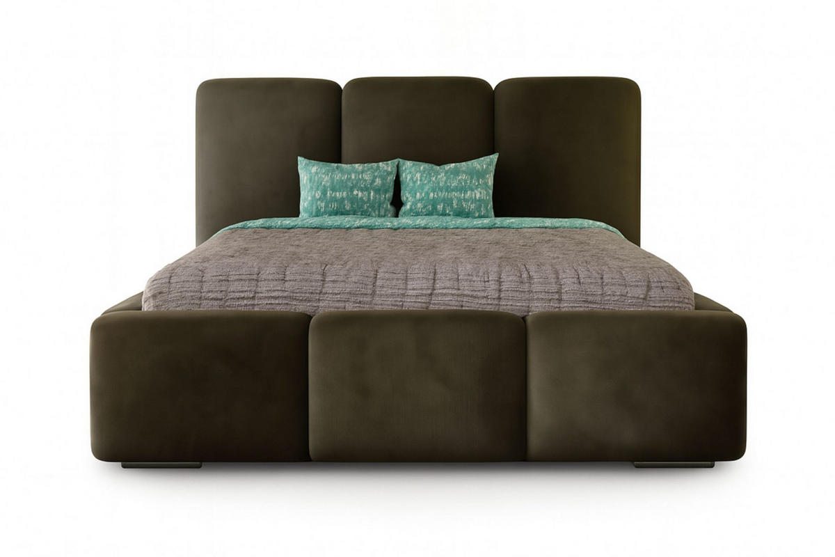 POLSTERBETT ROYAL, 200 x 200 cm mit Bettkasten und Lattenrost aus Metall, Velourstoff, Frabe: Braun - Braun, Holz/Kunststoff (200/200cm) - Agmat-Furniture
