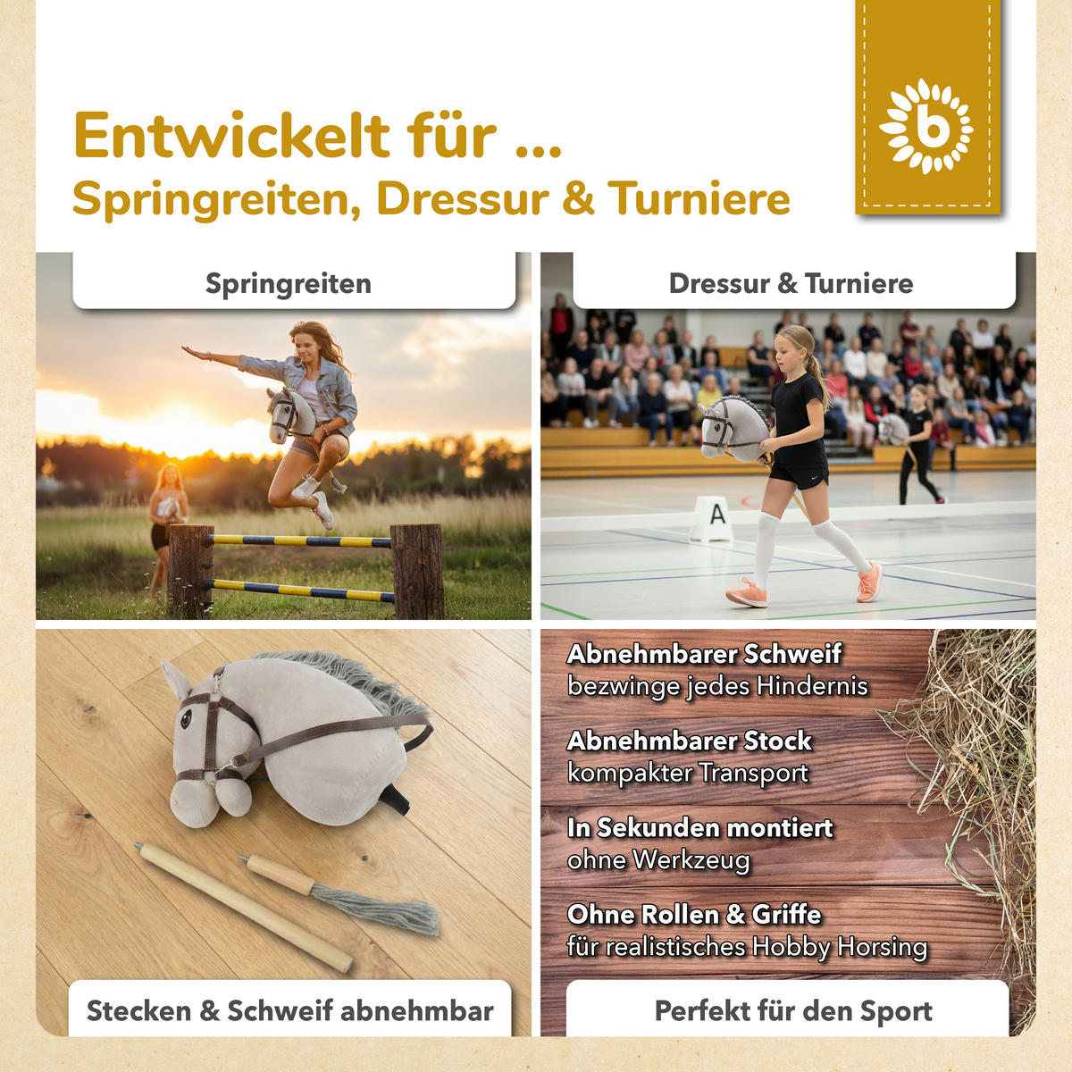 HOBBY-HORSE Steckenpferd Grau Größe M mi - Grau, Textil (35/79cm) - Bieco Spielwaren