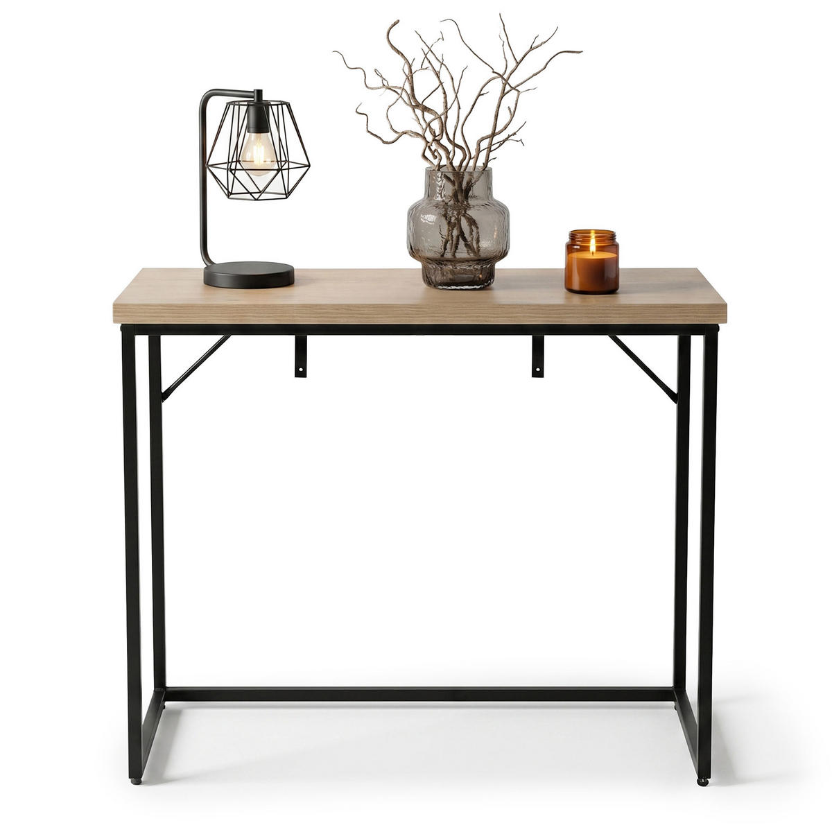 KONSOLENTISCH ORIGO 90 cm Sonoma Eiche - Schwarz/Sonoma Eiche, Holzwerkstoff (35/90/75cm) - Akord