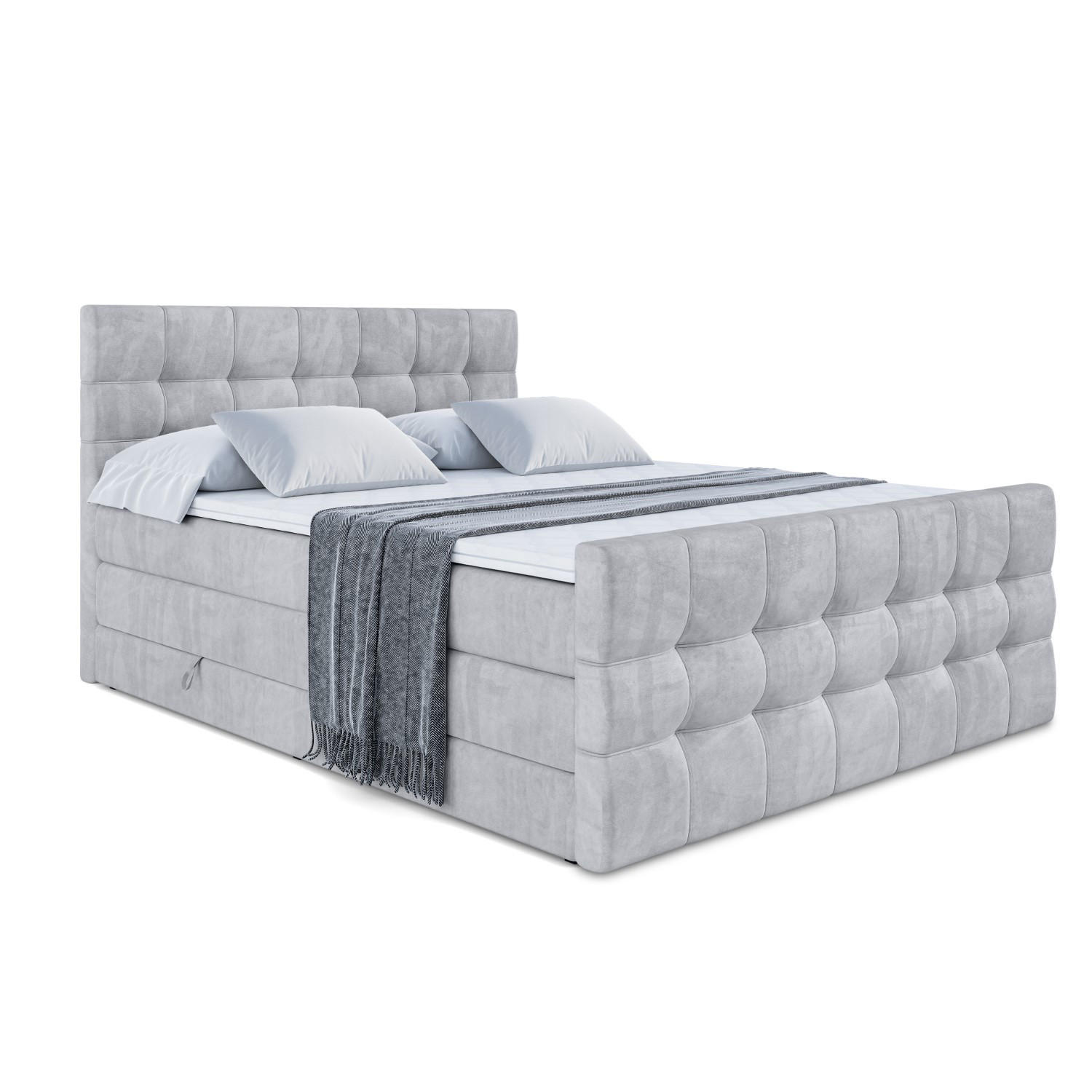 BOXSPRINGBETT BERO-Z KING - 120 x 200 - H3/H4 - Hellgrau - Hellgrau, Holzwerkstoff (120/200cm) - ALTDECOR