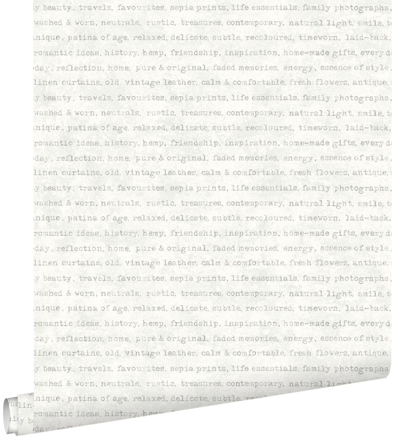 TAPETE Texte 53 cm x 10.05 m - Grau, Papier (53/1000cm) - ESTAhome