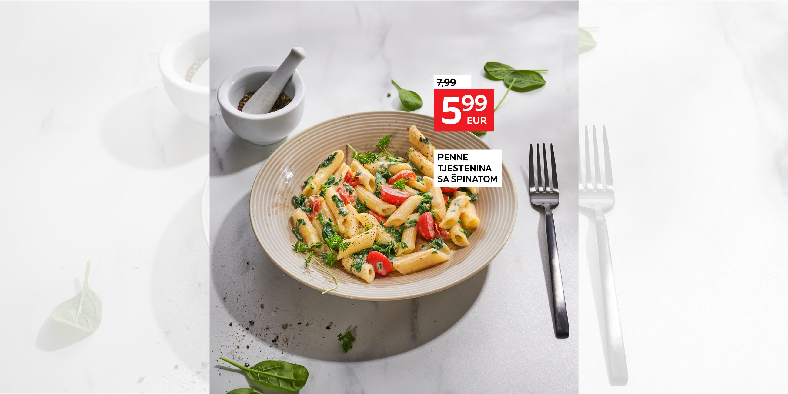 penne tjestenina sa špinatom - umjesto 7,99 € nova cijena 5,99 €