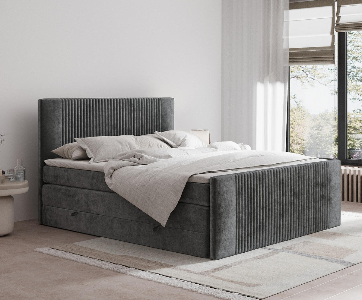 BOXSPRINGBETT Bergamo Anthrazit 180/200 cm - Anthrazit/Schwarz, Holz/Holzwerkstoff (180/200cm) - Maison de Reve