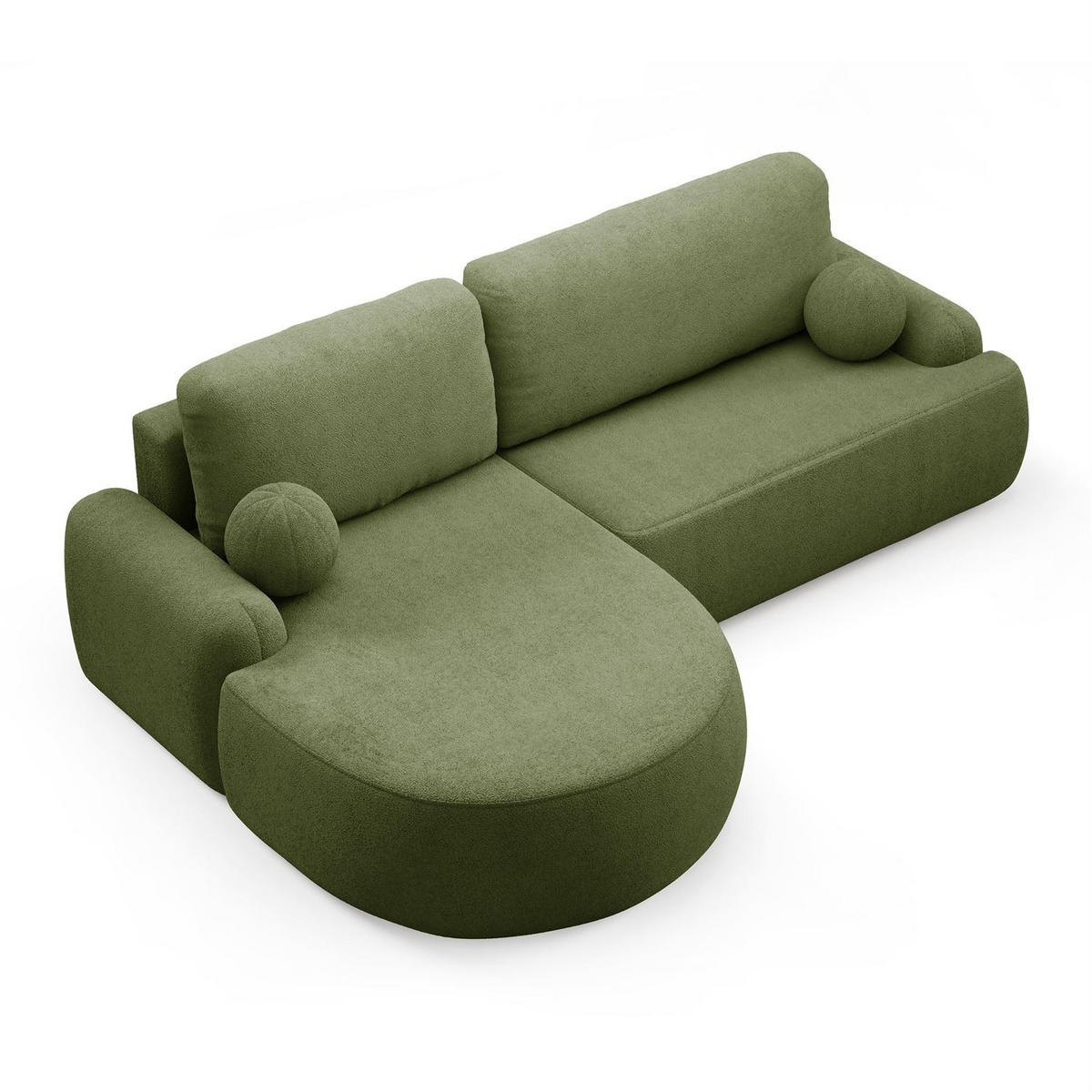 ECKSOFA CLEO mit Schlaffunktion Version Linke QUELLE 38 - Grün, Kunststoff (264/172cm) - Lookway