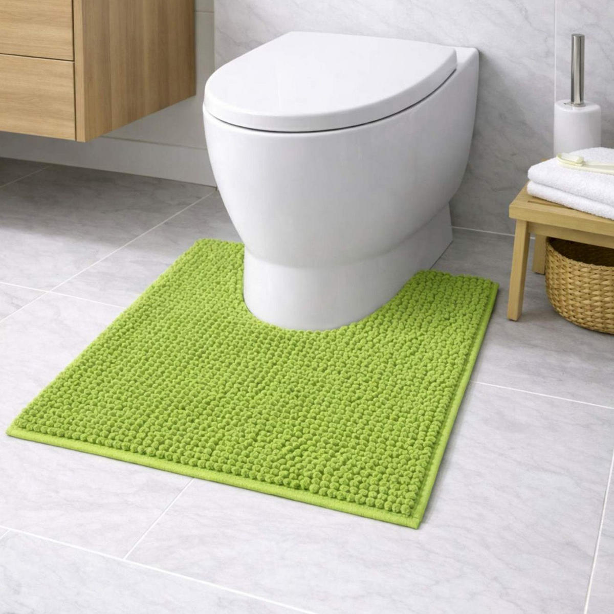 BADEMATTE MIT WC AUSCHNITT PARIS - Grün, Textil (45/45cm) - WohnDirect