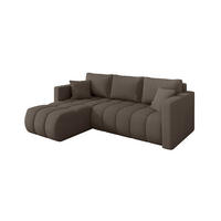 ROHOVÁ SEDAČKA s funkcí spaní, otoman vlevo GARD-L 226x146x85 hnědá bouclé - černá/hnědá, kompozitní dřevo/textil (226/146cm) - ALTDECOR