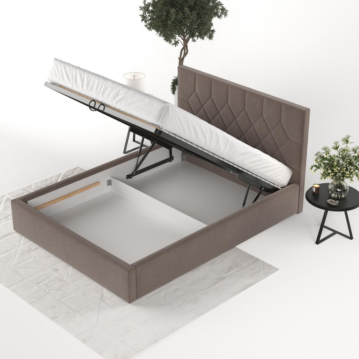 POLSTERBETT Brisa 140/200 cm Braun im Asti Stoff - Schwarz/Naturfarben, Holz/Holzwerkstoff (140/200cm) - AltaBeds