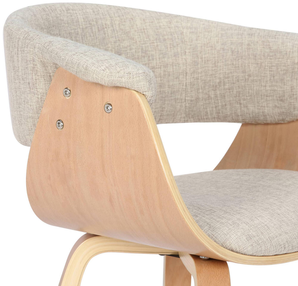 ARMLEHNENSTUHL 2er Set Stoff Natura/Creme - Eukalyptusholzfarben/Creme, Holz/Textil (60/75/55cm) - CLP