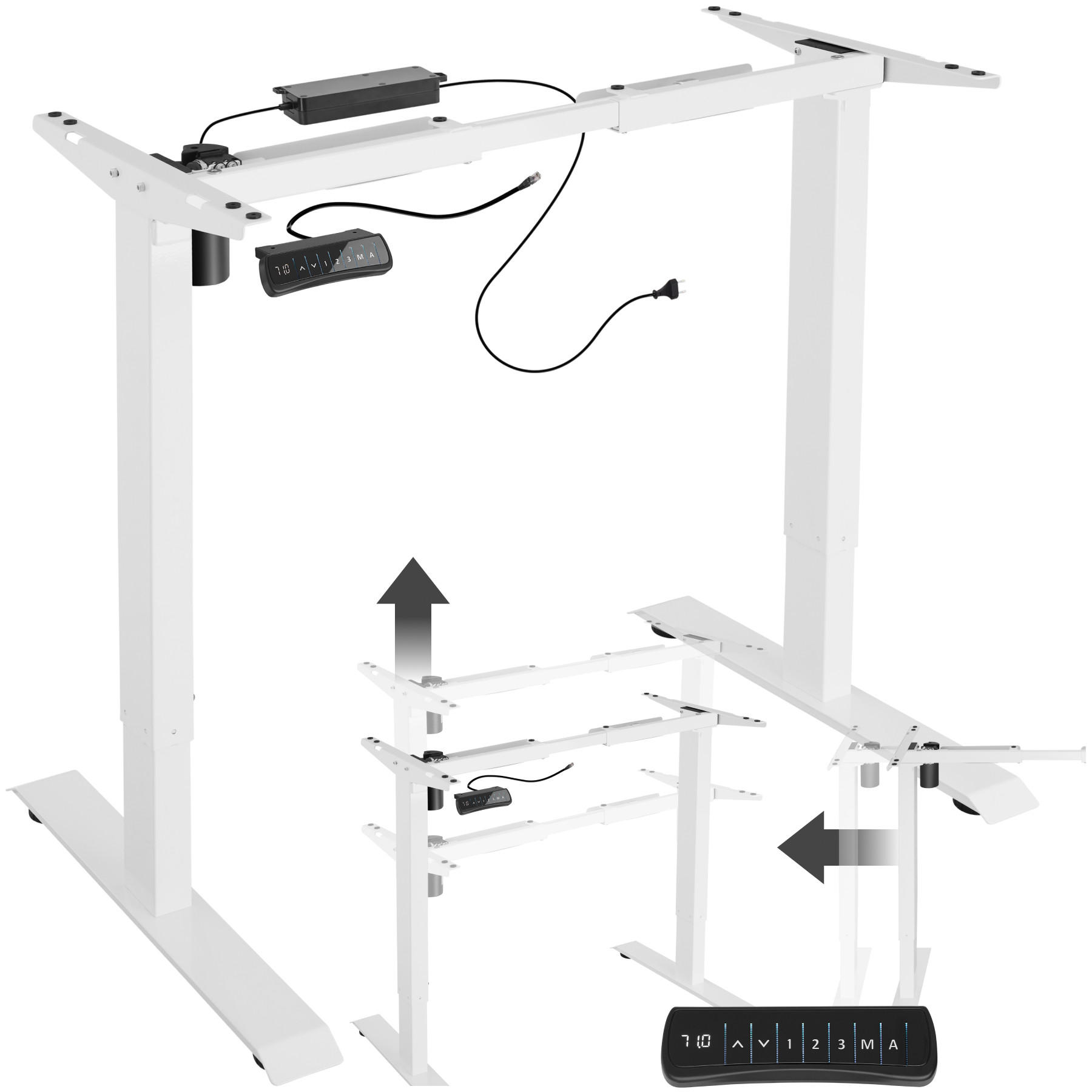 TISCHGESTELL Piotr,85 - 129 x 65 x 71 - 121 cm,weiß - Weiß, Metall (129/65/121cm) - tectake