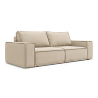 3-SITZER SOFA mit Schlaffunktion Samt Stoff Beige - Beige/Creme, Kunststoff/Textil (255/85/105cm) - Makamii