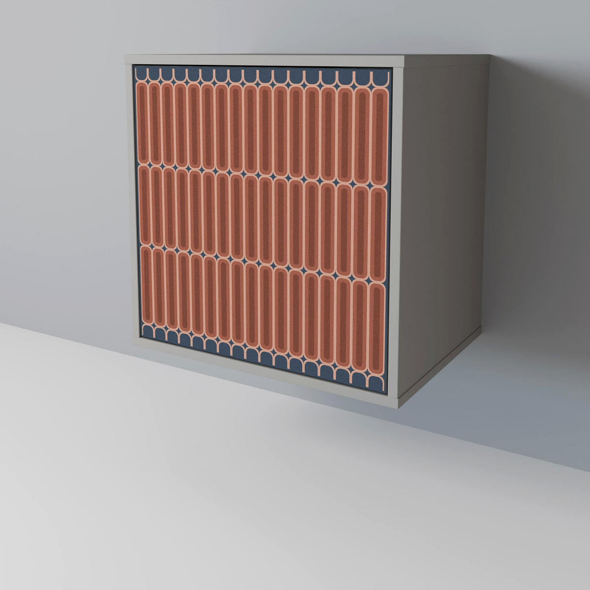 SIDEBOARD HYPNOTIC GATE, Grau, 57,5x42x75,5 cm, Goldfarbene Metallfüße - Goldfarben/Multicolor, Holzwerkstoff/Metall (57.5/75.5/42cm) - SpaceRebels