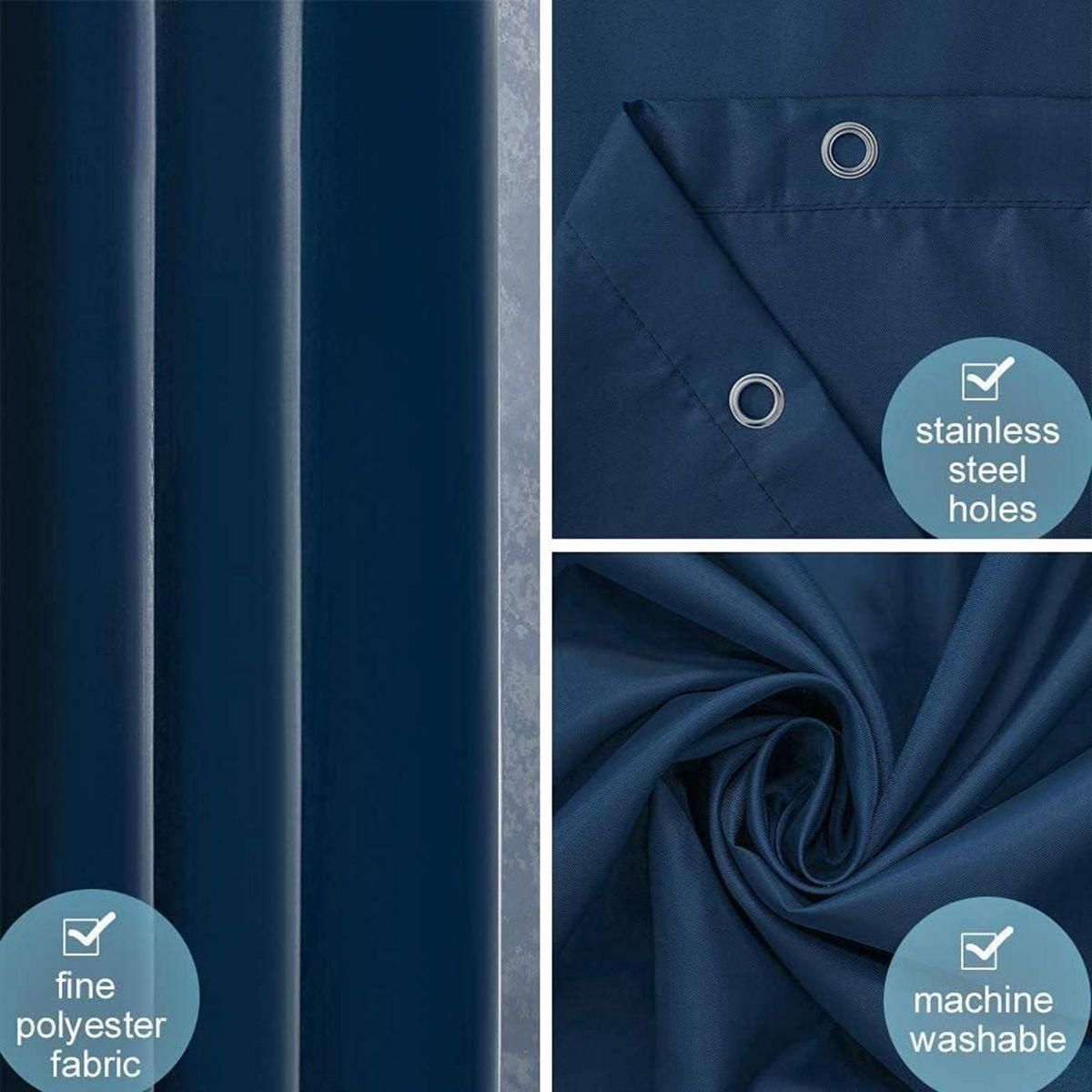 DUSCHVORHANG Textil Dunkelblau 90 x 180 cm - Dunkelblau, Textil (90/180cm)